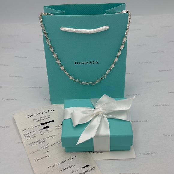 Tiffany & Co. Star Link Chain Necklace Sterling Silver 925 W/ Pouch, Bag & Box - Picture 11 of 11